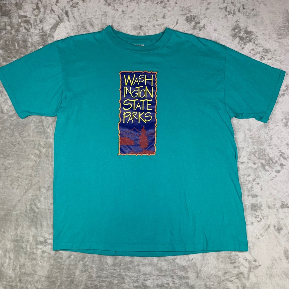 VTG 90s Oneita Power-T Washington State Park T-Shirt XL Single Stitch Cornet Bay